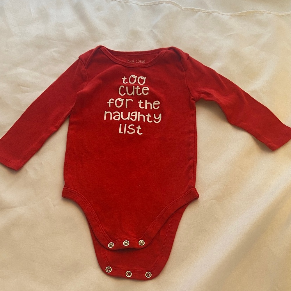 Okie Dokie Red Bodysuit - Playful Holiday Design